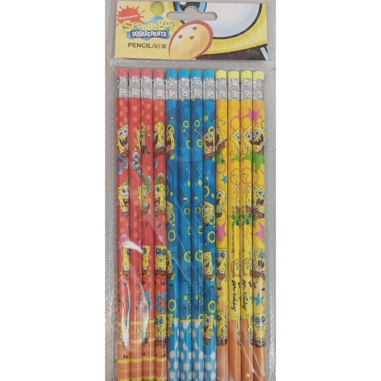 Spongebob Squarepants Wooden Pencils Pack Of 12 Yellow Blue Red No. 2